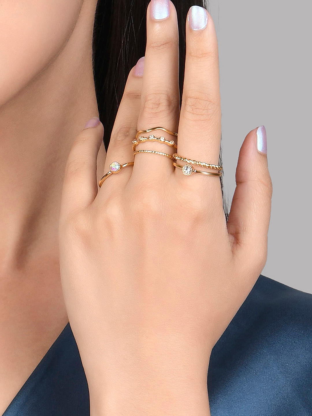 9Pcs Minimalist Style Finger Rings Set In GOLDEN | ZAFUL 2024