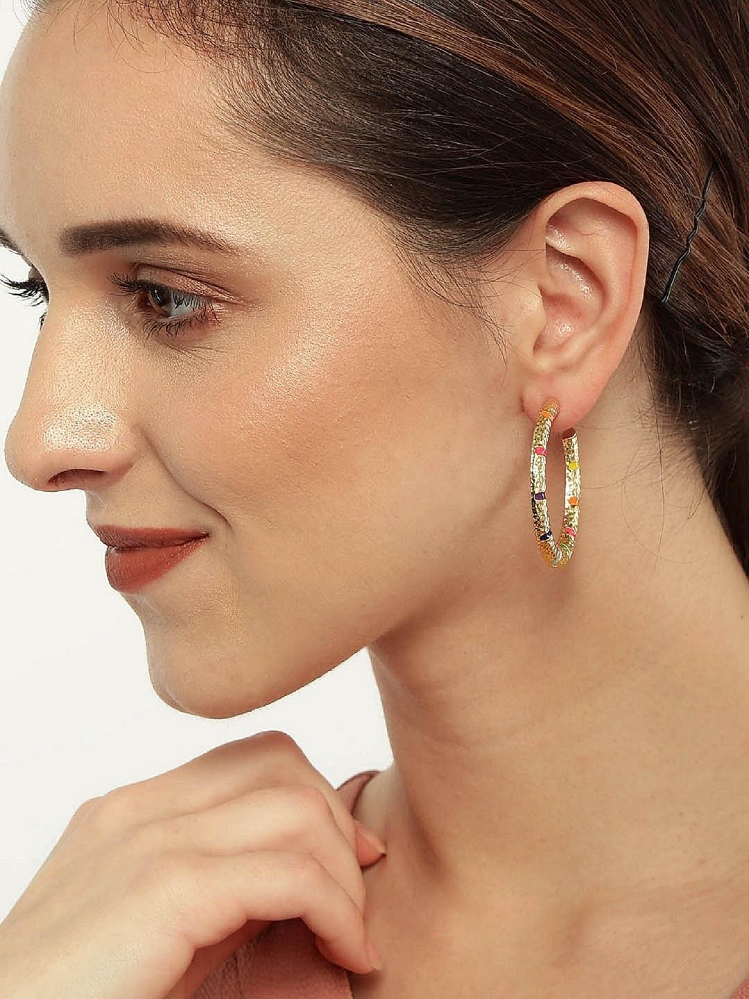 Buy Gold Ethnic Hoop Earrings Online  W for Woman
