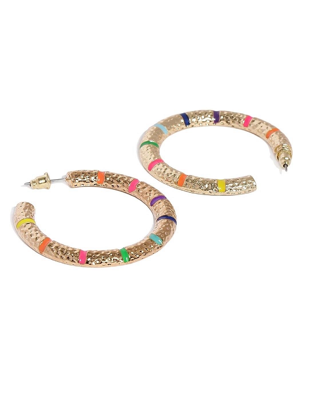Millenia hoop earrings, Pear cut, Large, Multicolored, Gold-tone plated