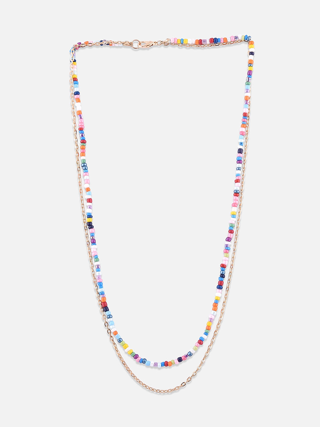 Glass Beaded Necklace- Silver/Gold Multicolor (Big Beads) – 3 Girls Gifts