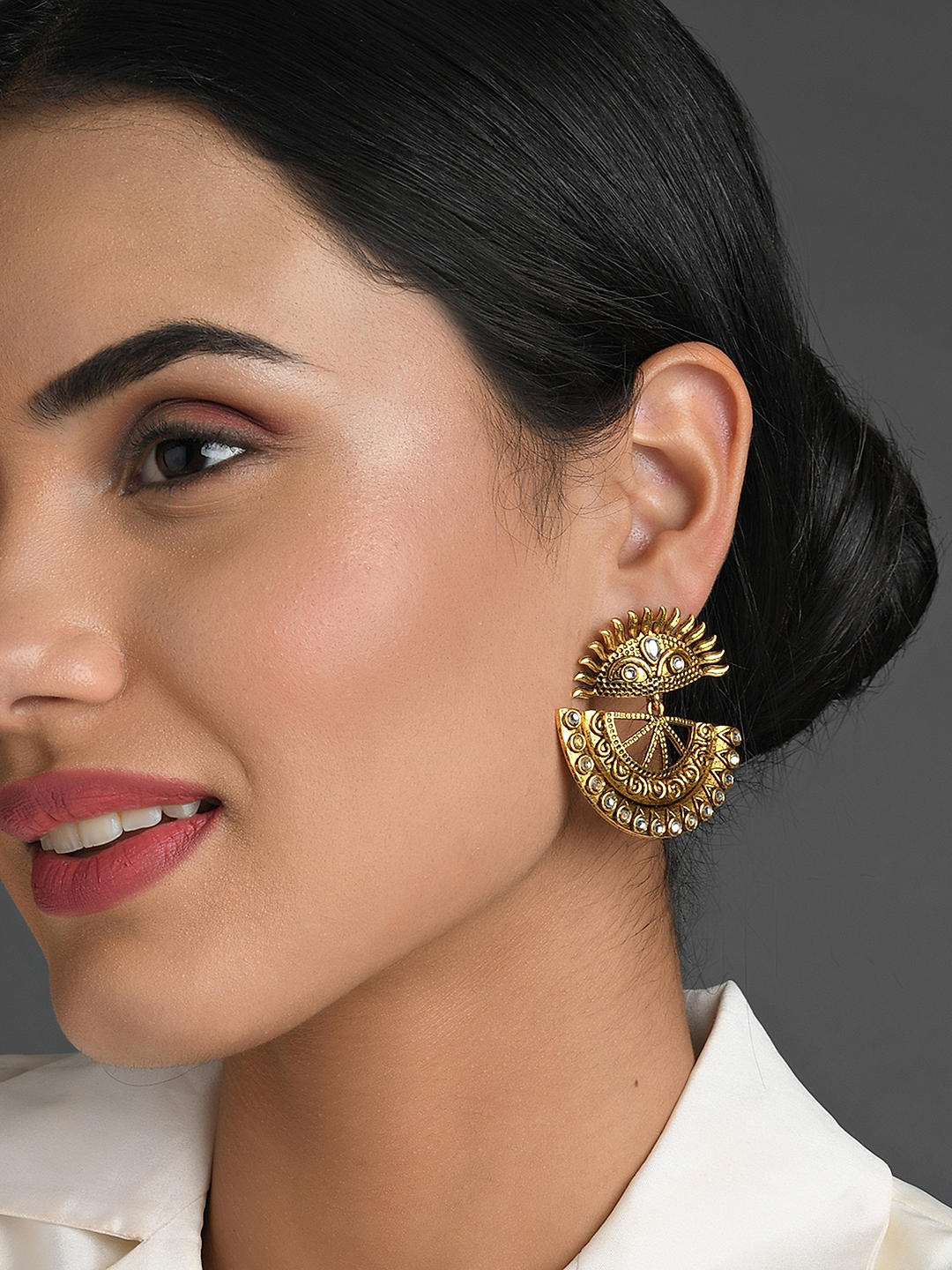Buy Gold Toned turquoise enamel and pearl studded Jhumka Earrings Online at  LillyandSparkle