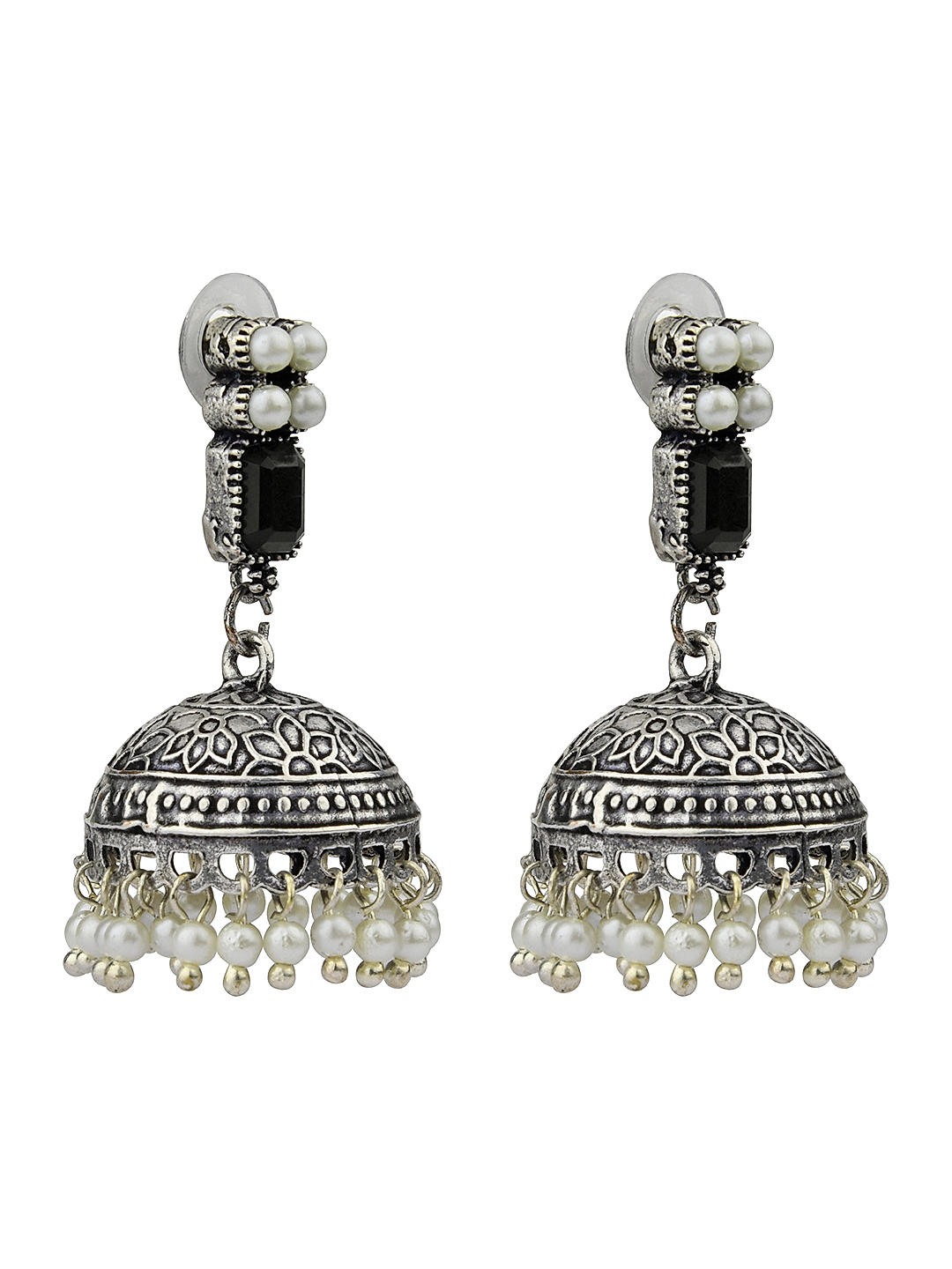 Black Metal Earrings for Black Saree | FashionCrab.com