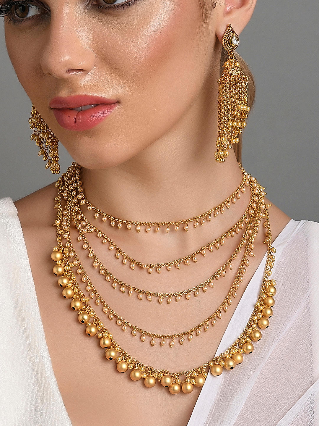 Buy Chaand Phool Necklace with Mirror Polki and Pearls Online in India |  Zariin