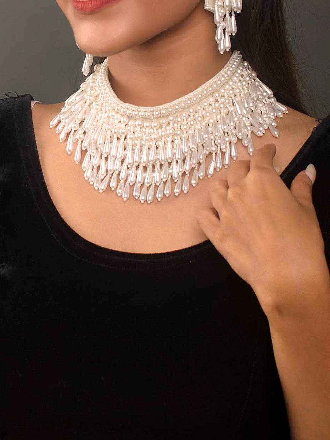 Buy Peora Traditional Rani Padmavati Kundan Pearl Choker Necklace Jewellery  (Set of 3)-PF26N1295R online