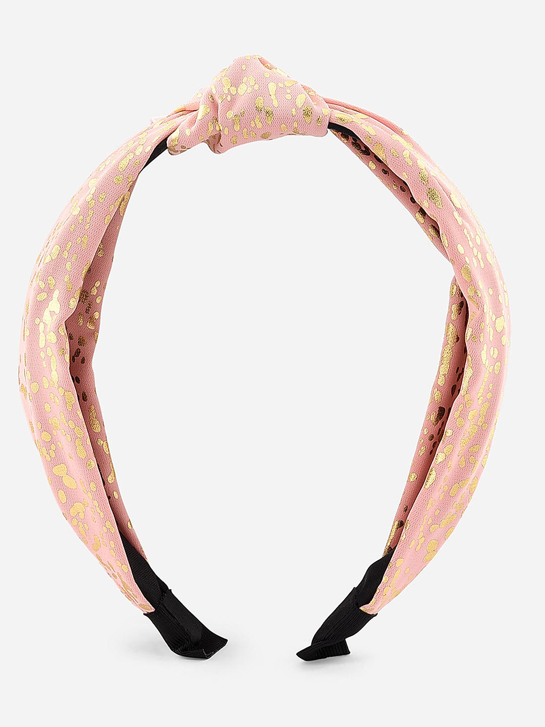Toniq Pink Gold Glitter Spray Printed Party Top Knot Hair Band