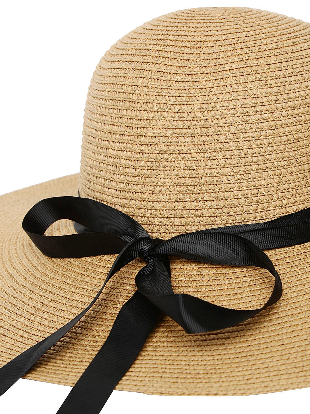 Buy Now Beige Black Bow Ribbon Summer Hat @ Best Price