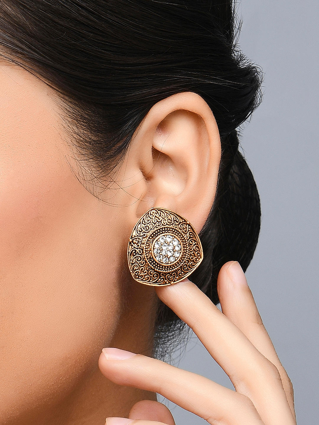 Luxury Length Dangler Design With White Stone Beads Impon Gold Earrings  ER1778