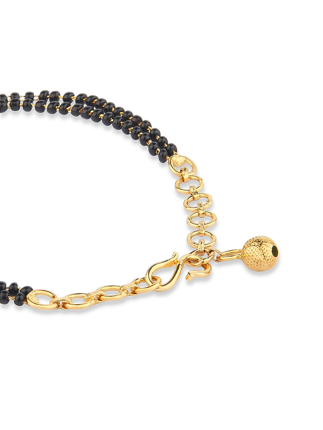 Black Beads Gold Copper Baguette Crystal Bracelet Hand Mangalsutra Wom –  ZIVOM