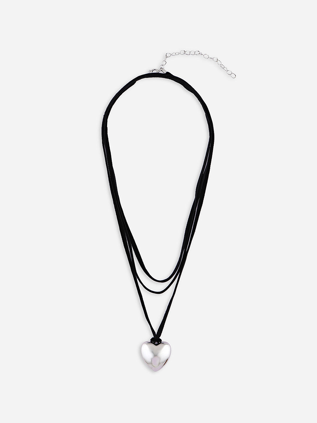 Puffy Heart Necklace - Silver/Black – Lisa Says Gah