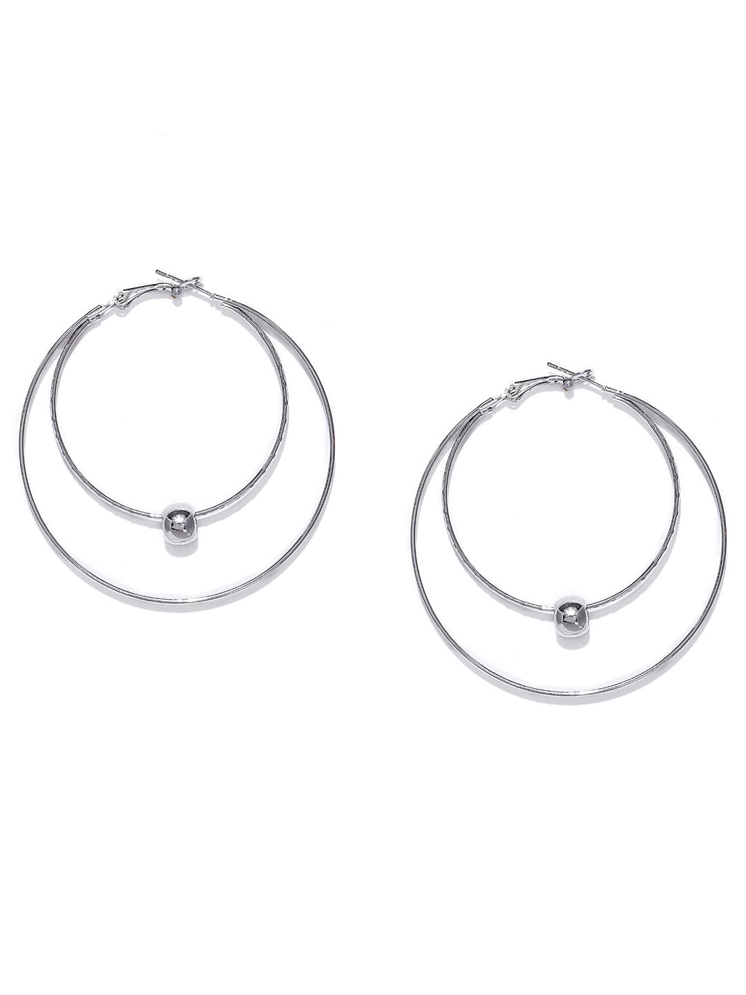 Silver-Toned Circular Hoop Earrings