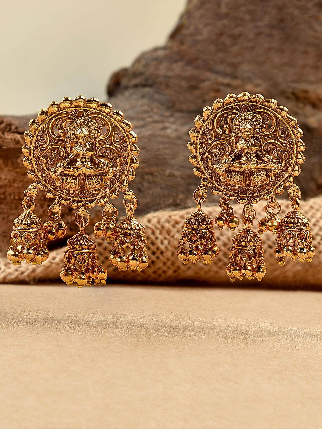 Gold Catalogue-Inspired Temple Jhumka Earrings | South Indian Jewelry  Designs J26100
