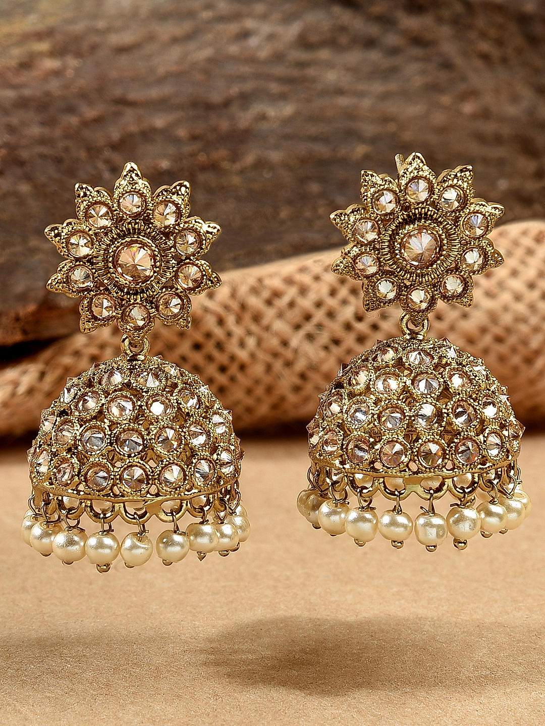 Temple Jewellery Earrings -Jhumkas in 22K Gold -Indian Gold Jewelry -Buy  Online