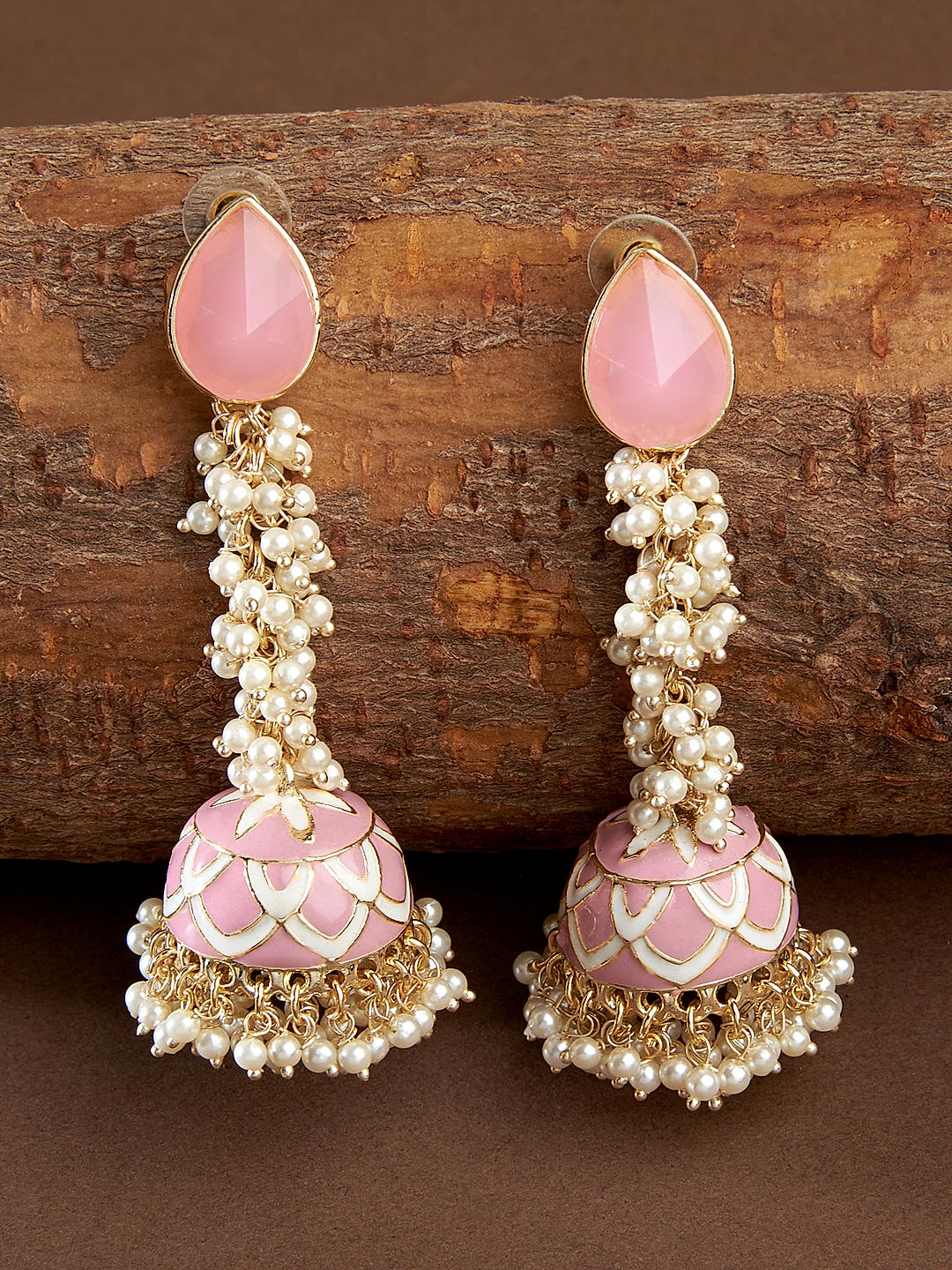Buy Fashion Frill Fashion Frill Exclusively Pearl Floral Designs Gold  Plated Jhumka Earrings For Girls Women Stylish Latest Fancy Earrings  Beige Online at Best Prices in India  JioMart