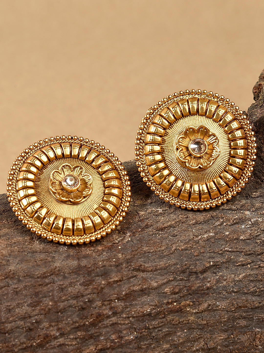 Round Diamond Cluster Earrings 14K Yellow Gold Studs 1 Carat Halo Design  890583