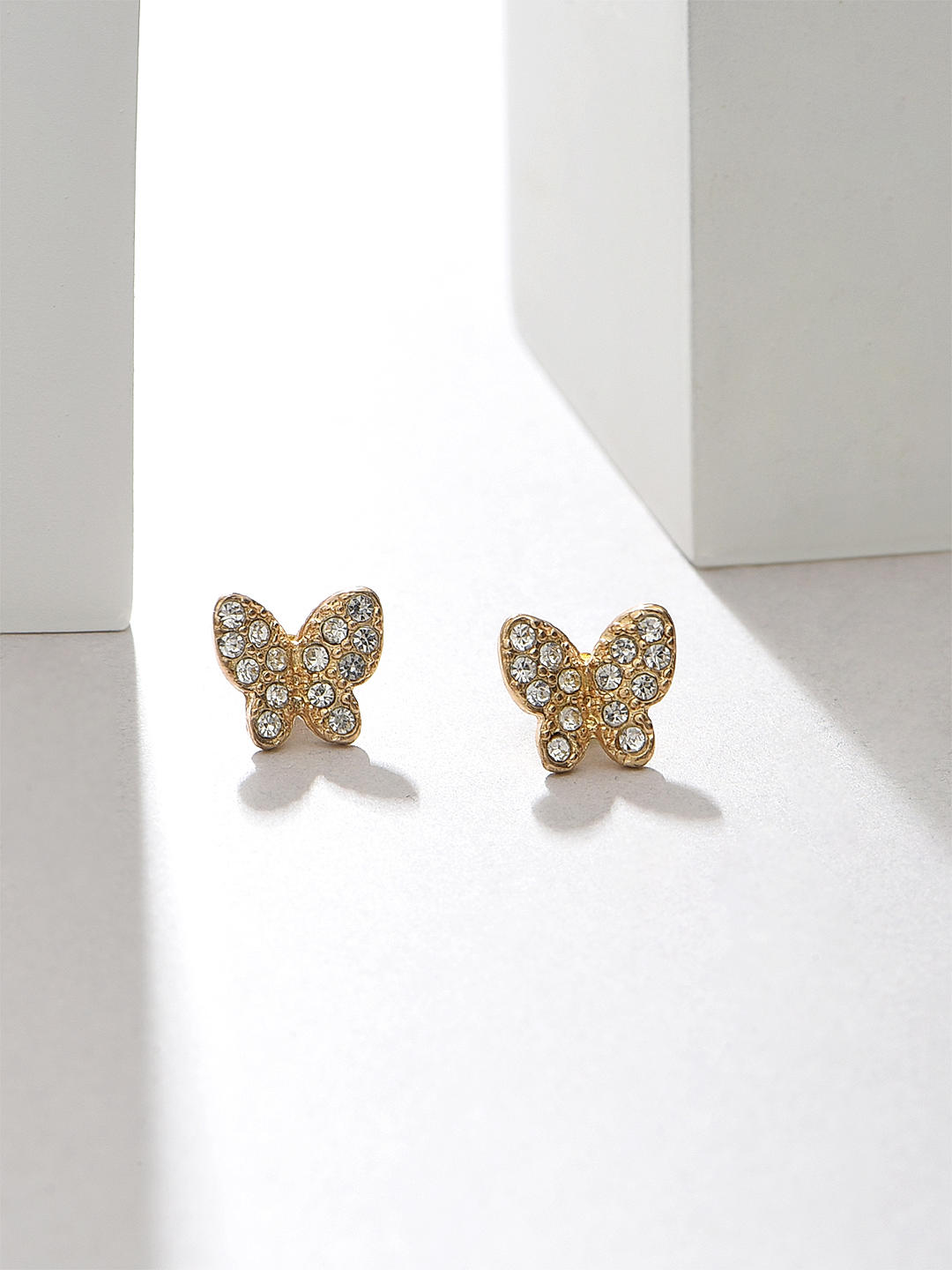 Butterfly Queen Gold Stud Earrings-Candere by Kalyan Jewellers