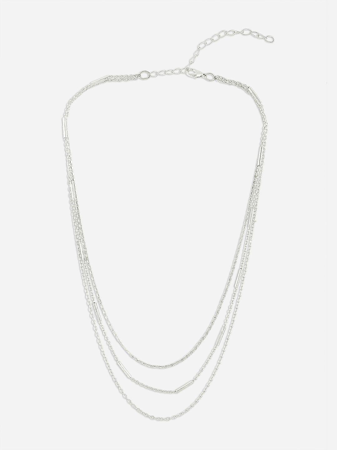 Triple Layer Necklace 1 ct tw Diamonds Sterling Silver 18.3