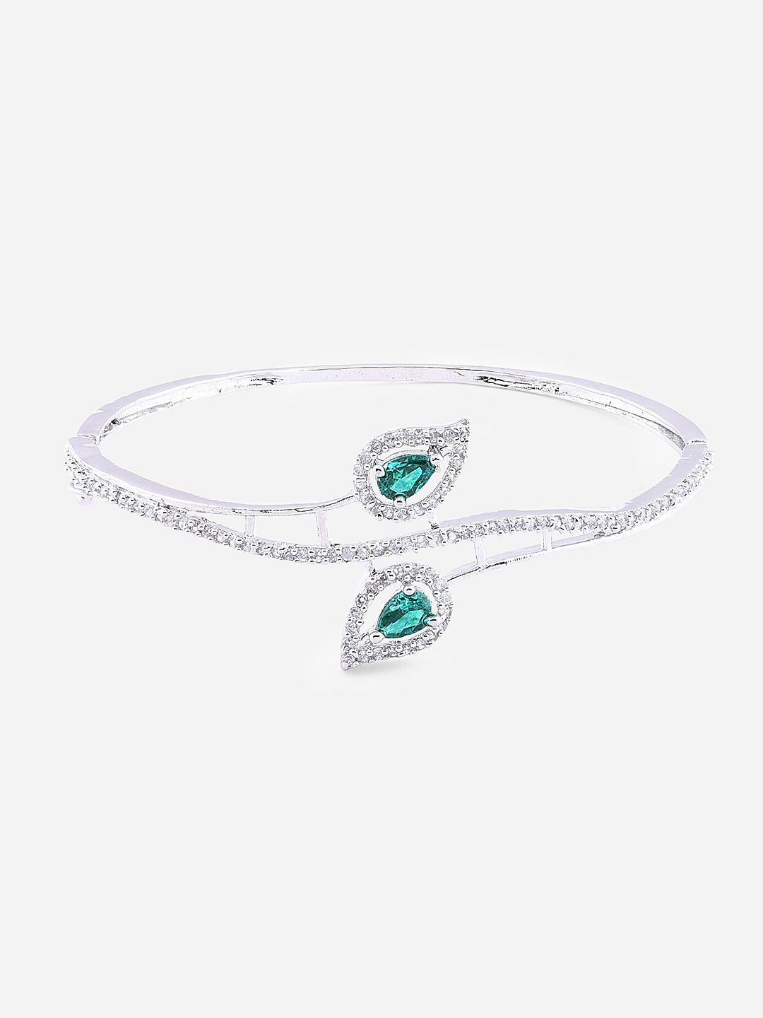 Amazing Single Line Emerald Oval Bracelet In Sterling Silver  Gleam Jewels