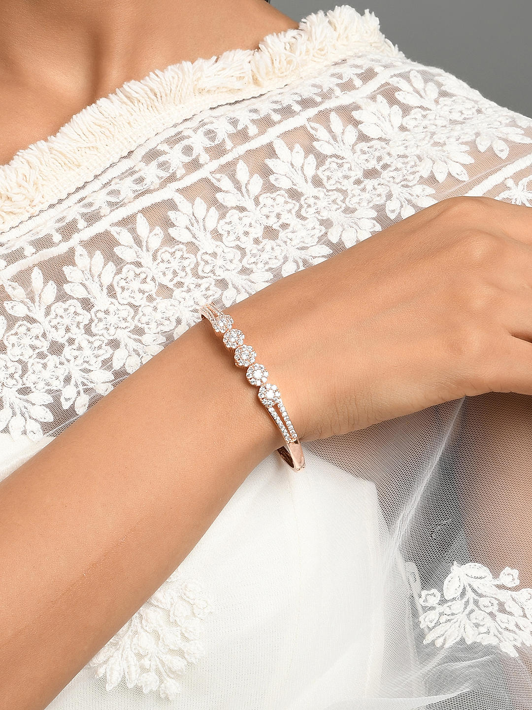 Buy 925 Sterling Silver American Diamond Adjustable Tennis Bracelet for  Women Girls Adjustable online