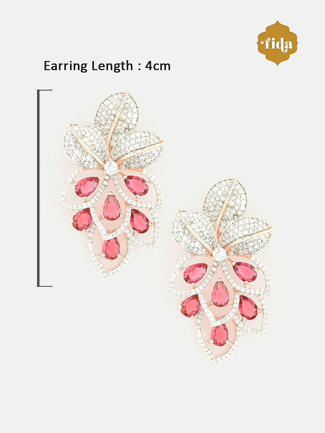 Gema drop earrings, Mixed cuts, Flower, Pink, Rhodium plated | Swarovski
