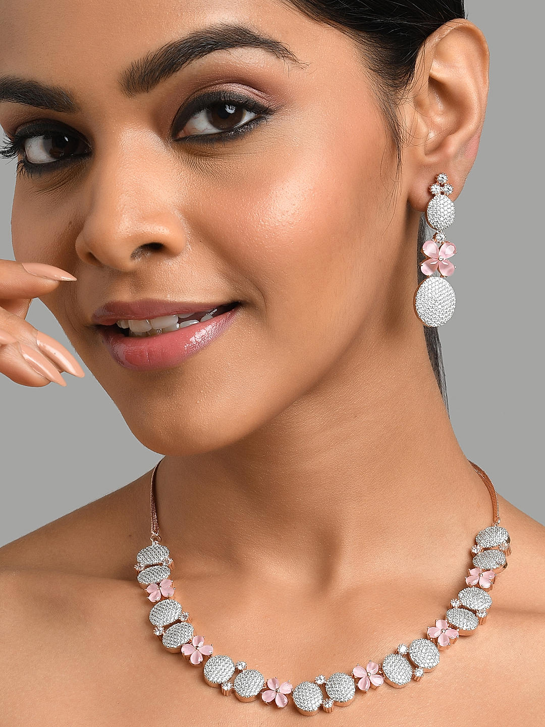 KAHAR CREATION Alloy Gold-plated Pink Jewellery Set Price in India - Buy  KAHAR CREATION Alloy Gold-plated Pink Jewellery Set Online at Best Prices  in India | Flipkart.com