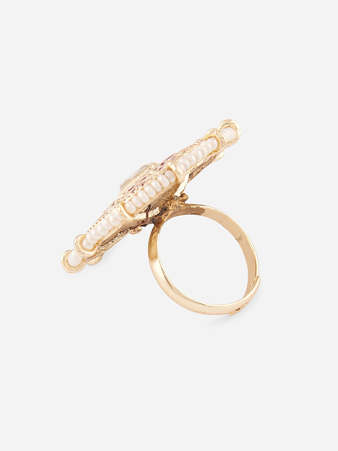 Tilak Gold Red Meenakari Ring – Artisanal Fine Jewellery | AURUS