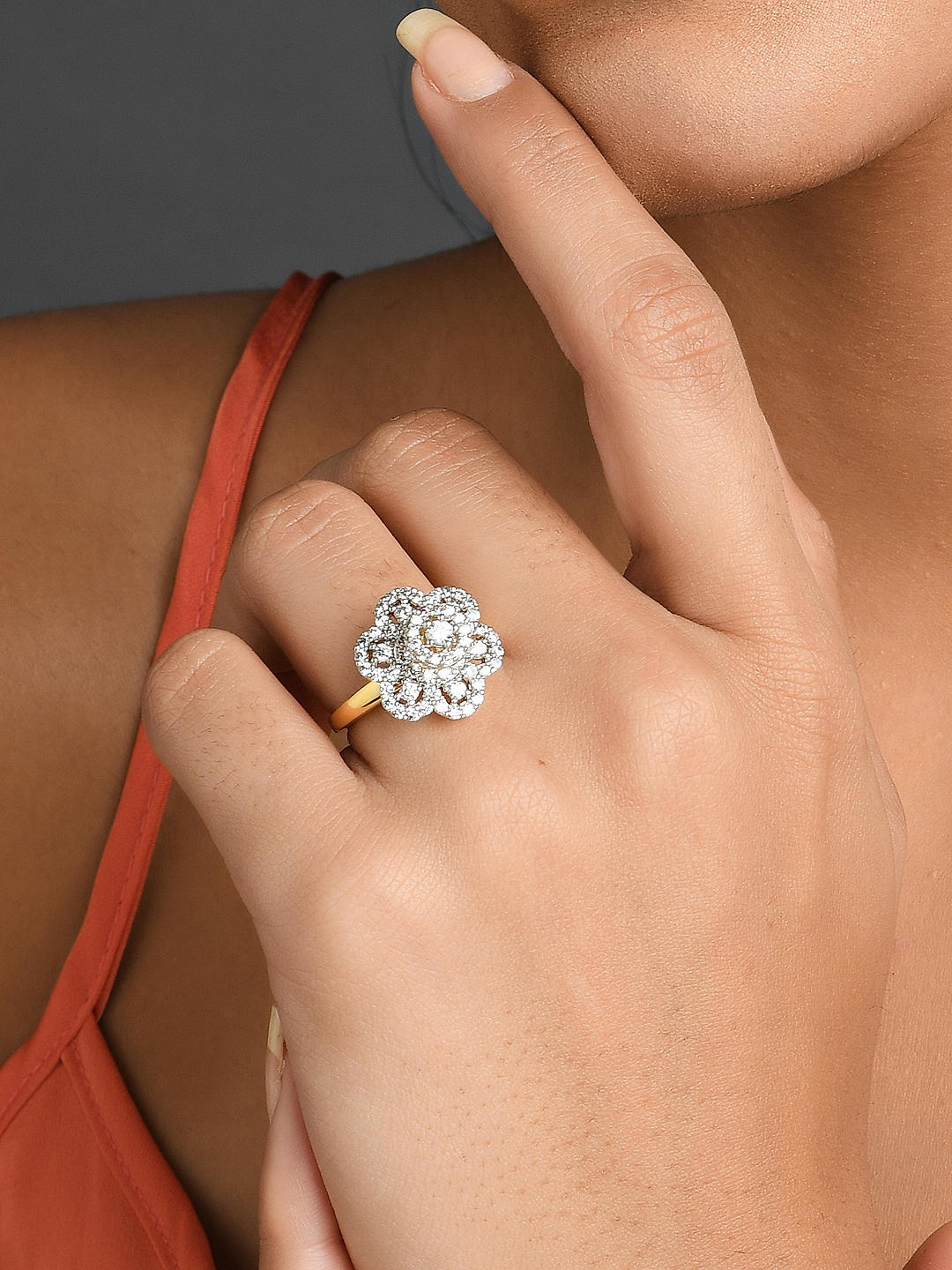 Rhodium American Diamond AD Finger Ring by Niscka-Ladies Ring Design