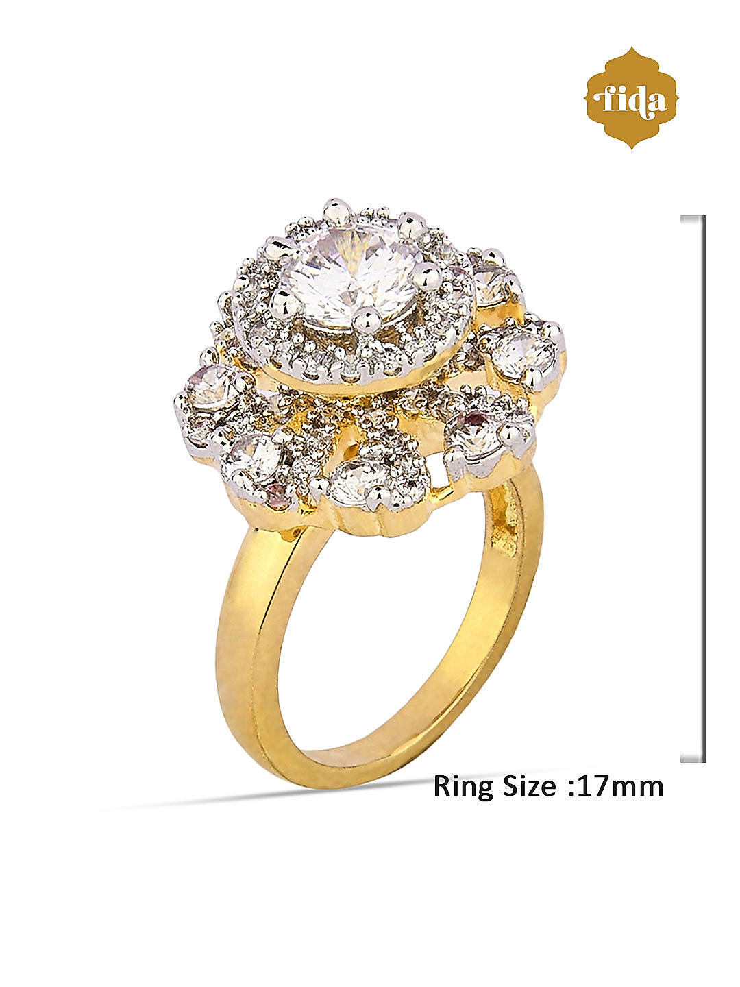 Buy fake american diamond cz stone ring for women - rhodium platingindian