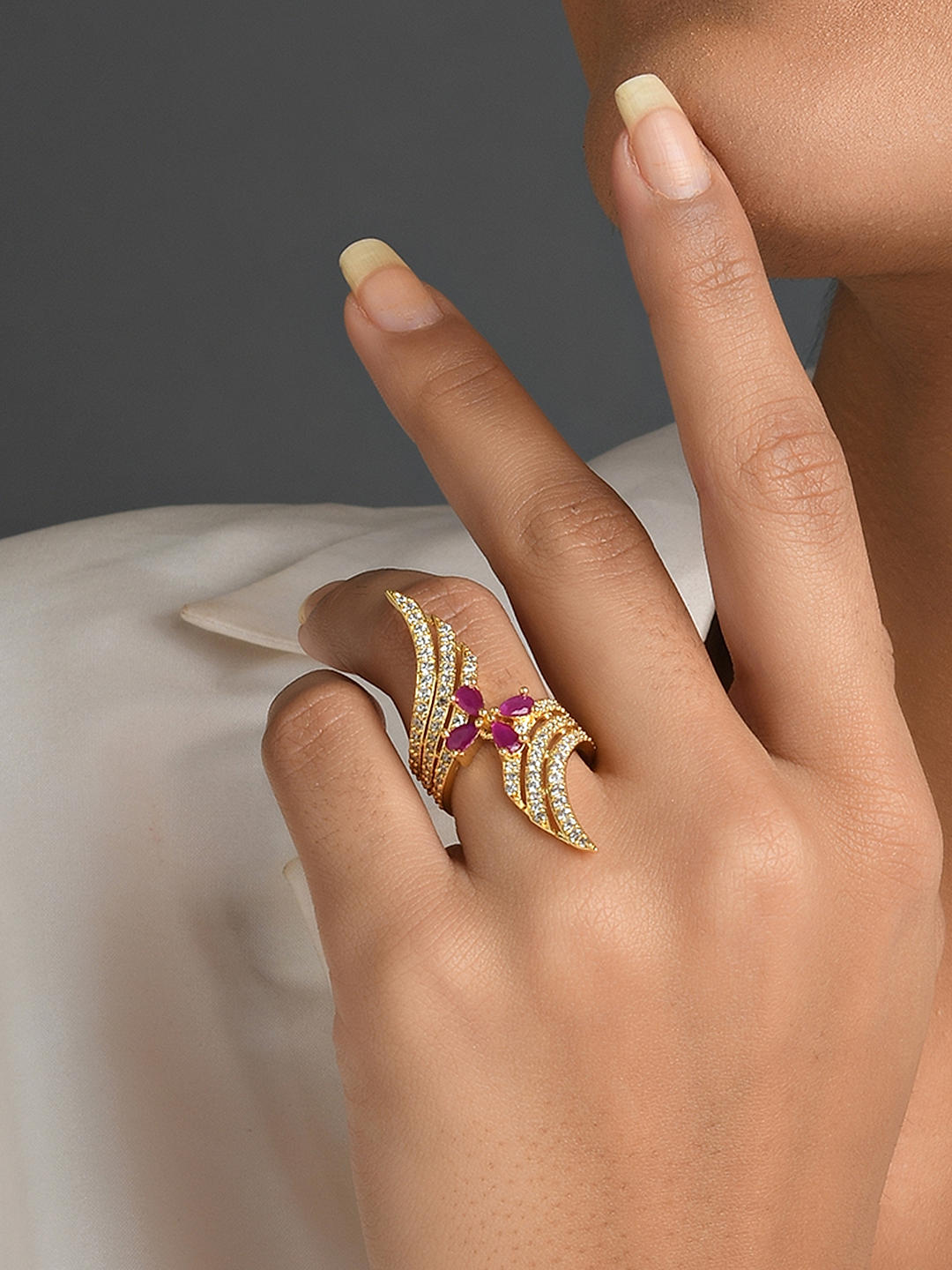 Buy Designer Diamond Flower Cocktail Ring Online