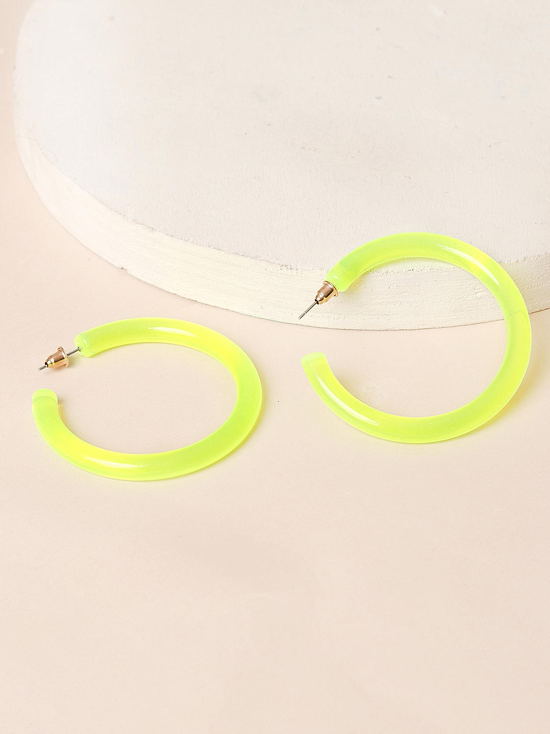 Rave Lucite Hoop Earrings in Neon Green