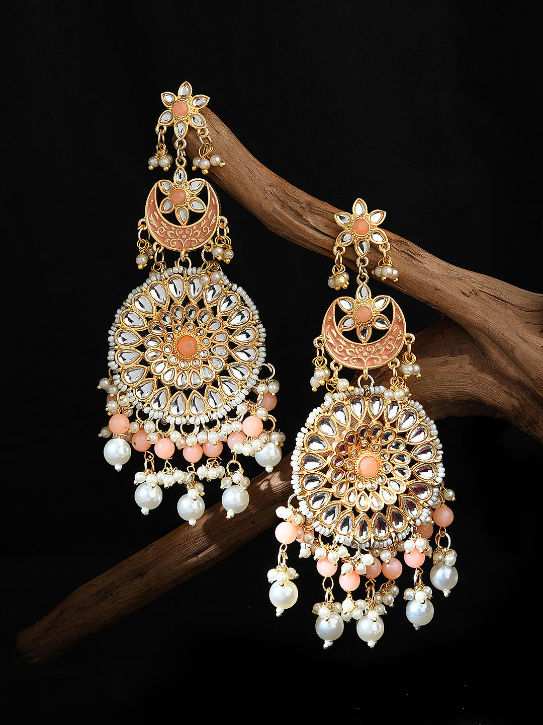 Buy Gold Toned Green Handcrafted Metal Earrings with Chain | DGED22053/DST6  | The loom