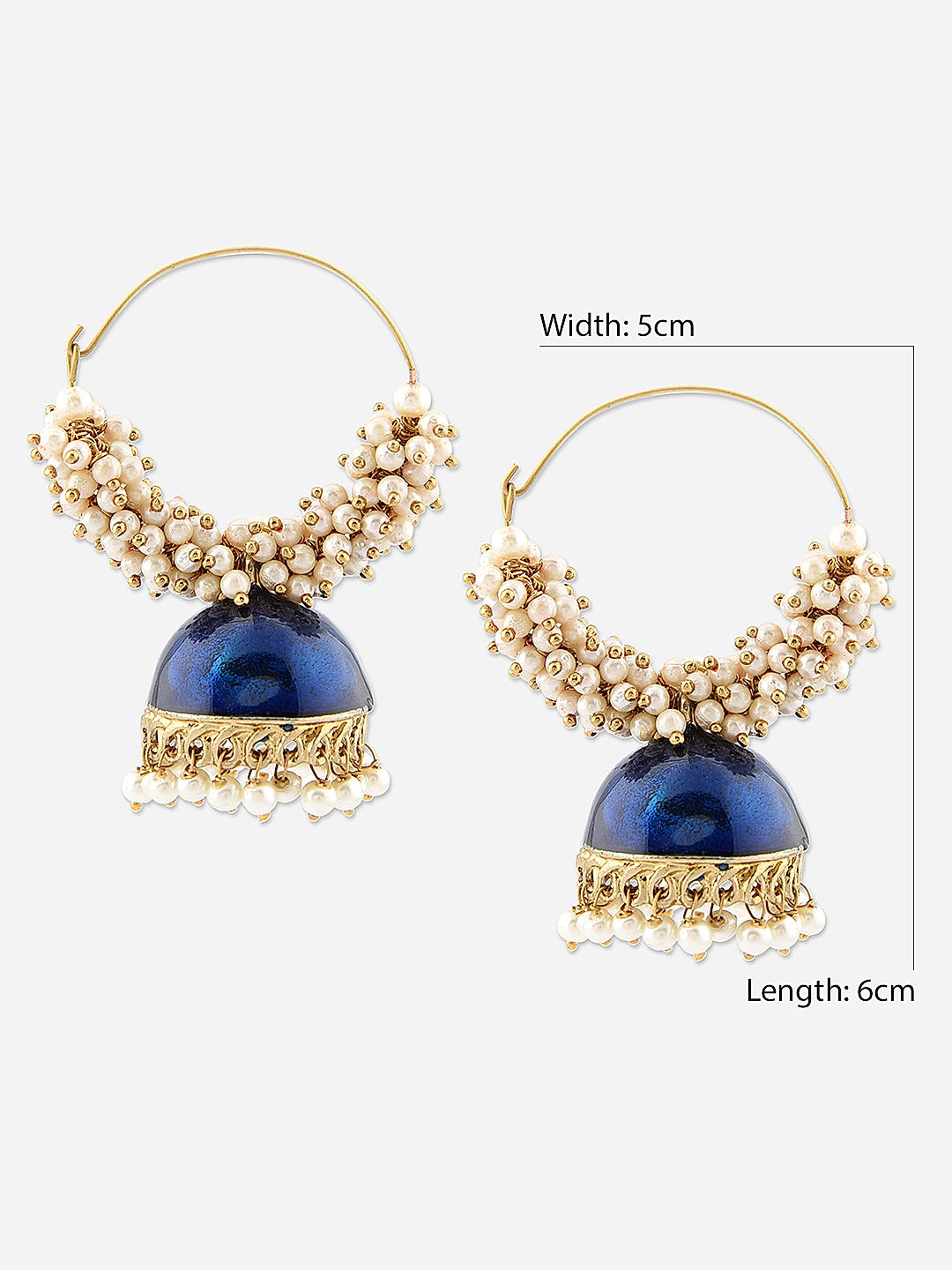 18K Gold Dangle Denim Blue Earrings 