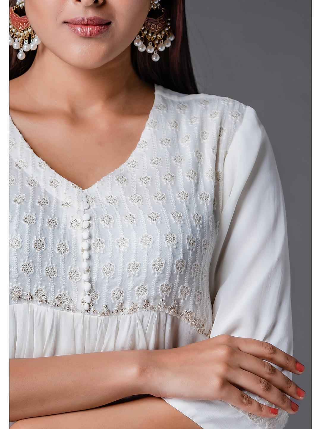 White TOP for independence/ Republic Day – Jaipur Hand Block