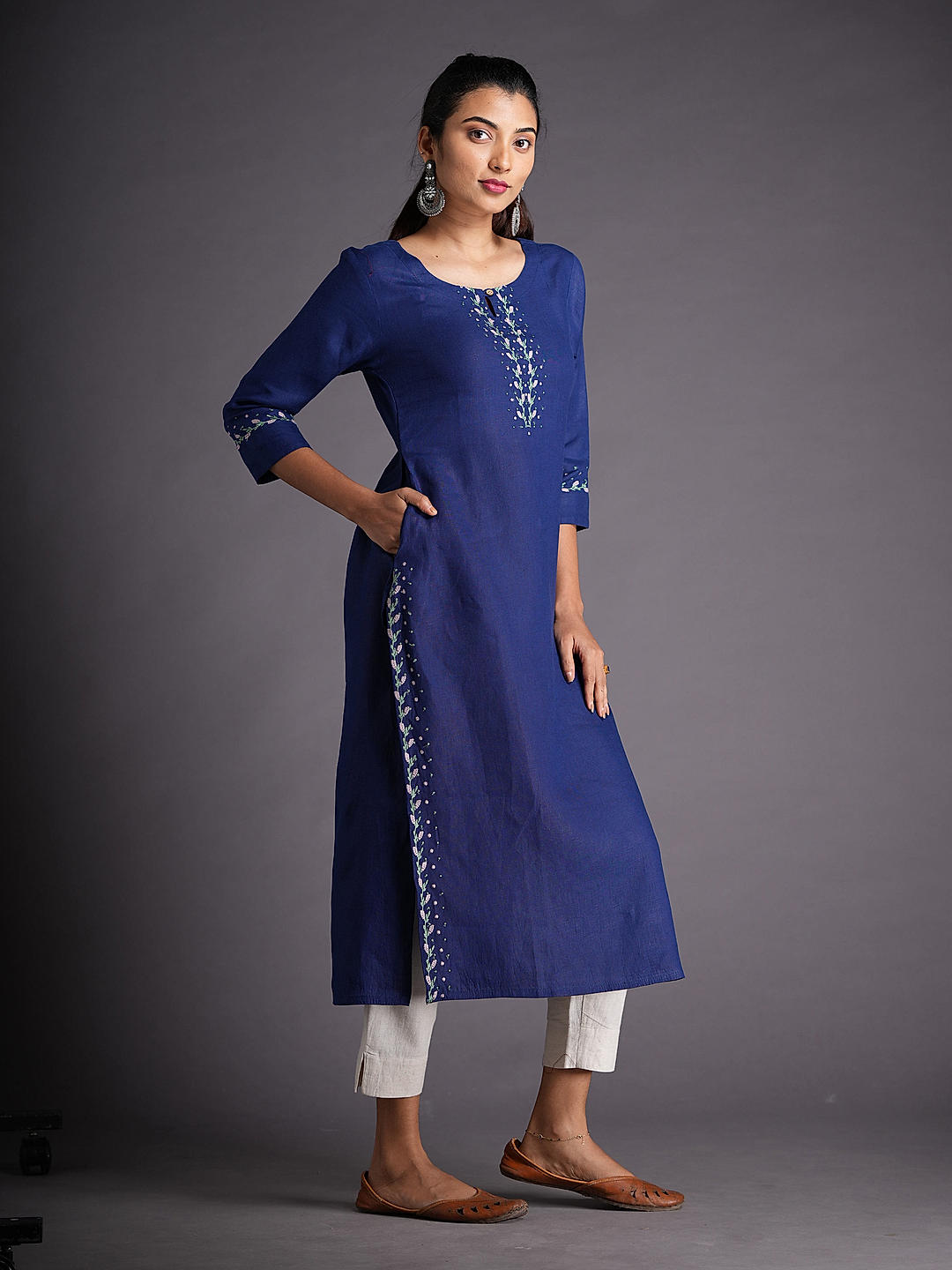 Royal Blue Solid Colour Kurtis – The Pajama Factory