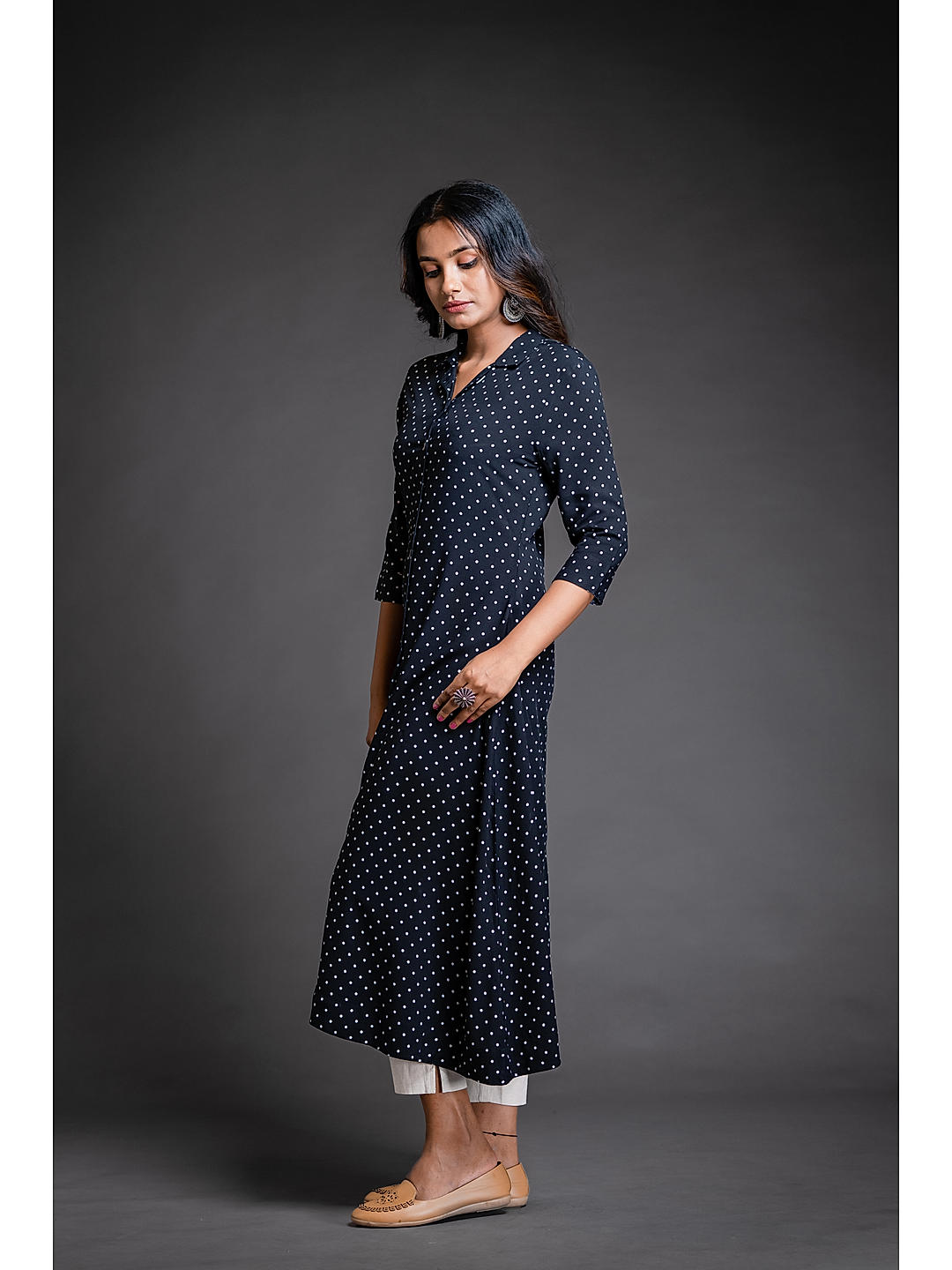 Black Rayon printed kurti 