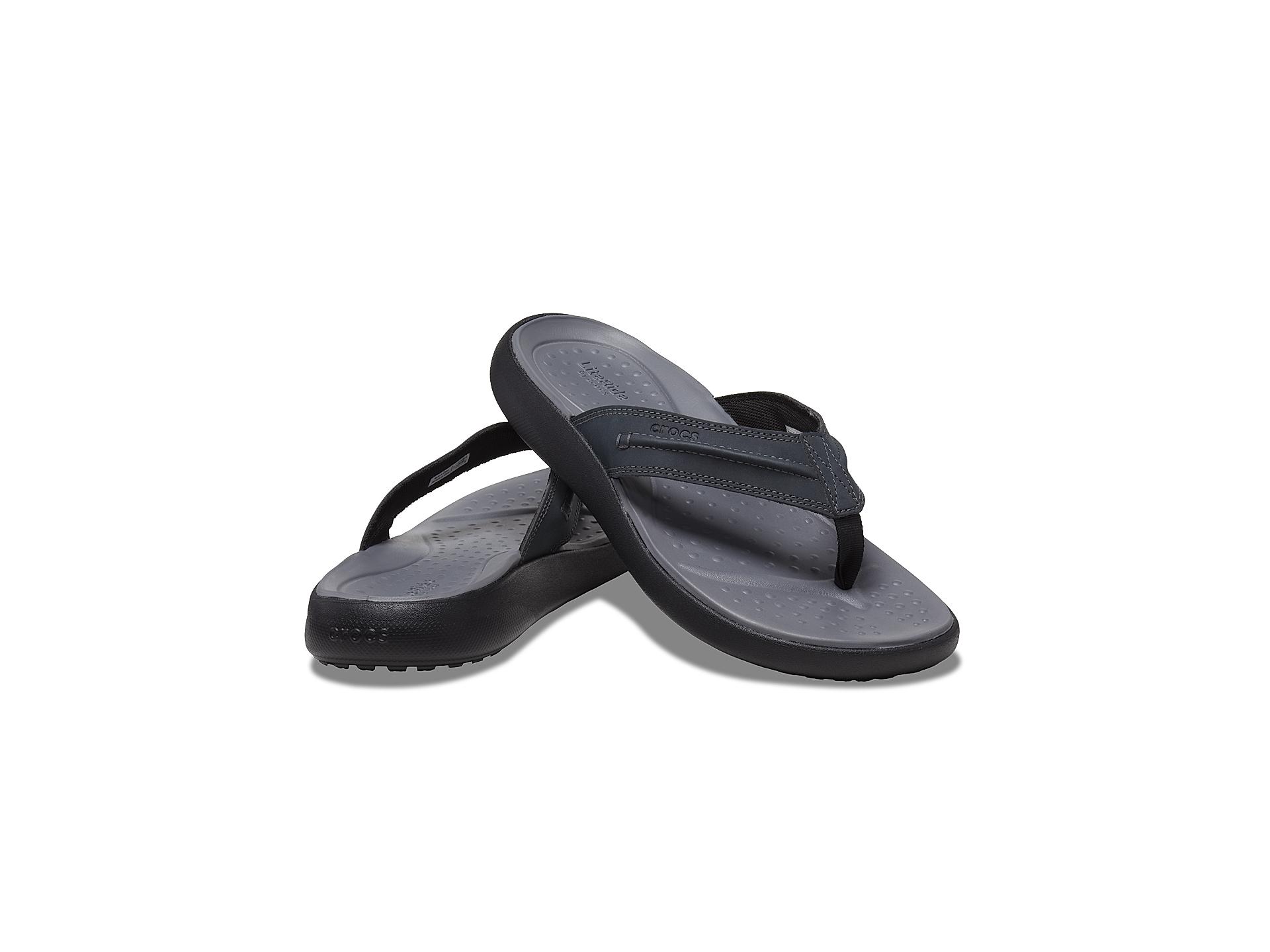Crocs mens leather flip flops store