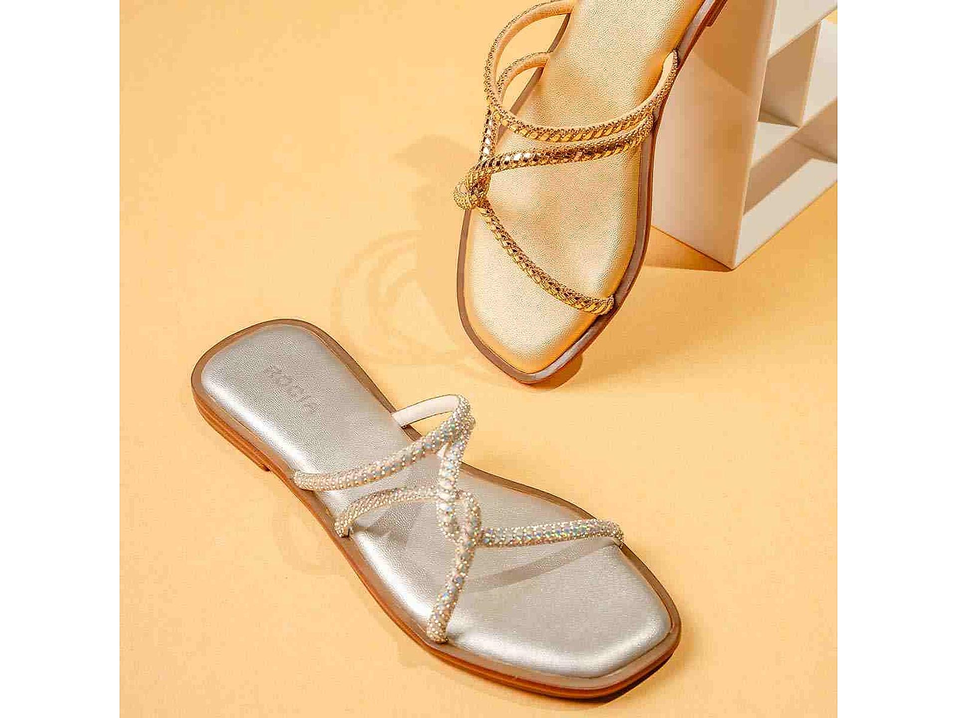 Silver diamond flats online