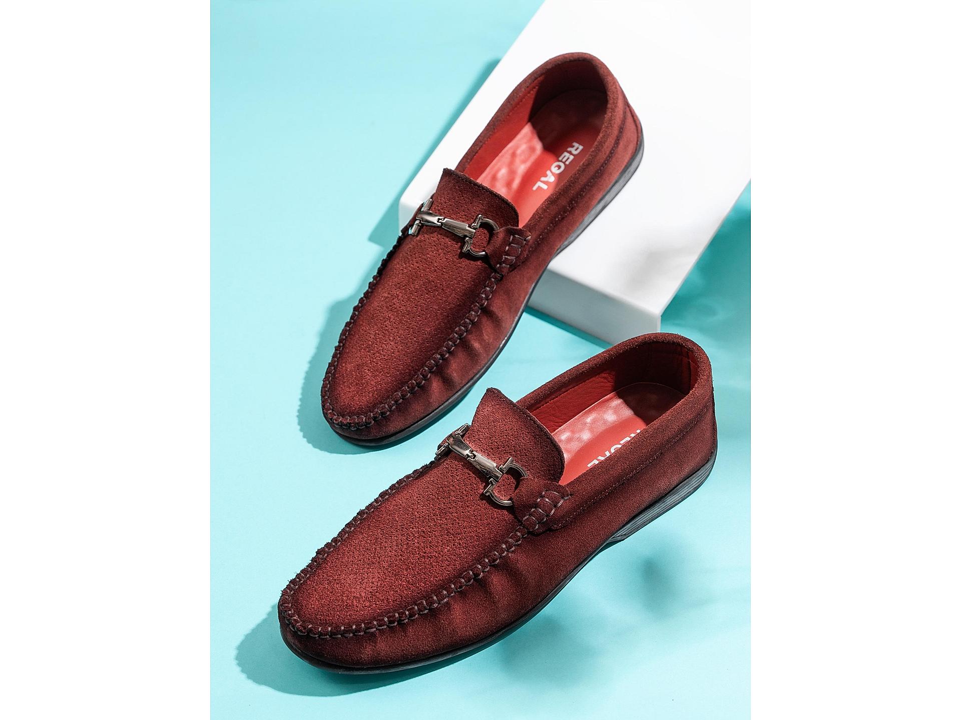 Buy Regal Mens Maroon Leather Suede Loafers Shoes Online at Regal Shoes 8235474