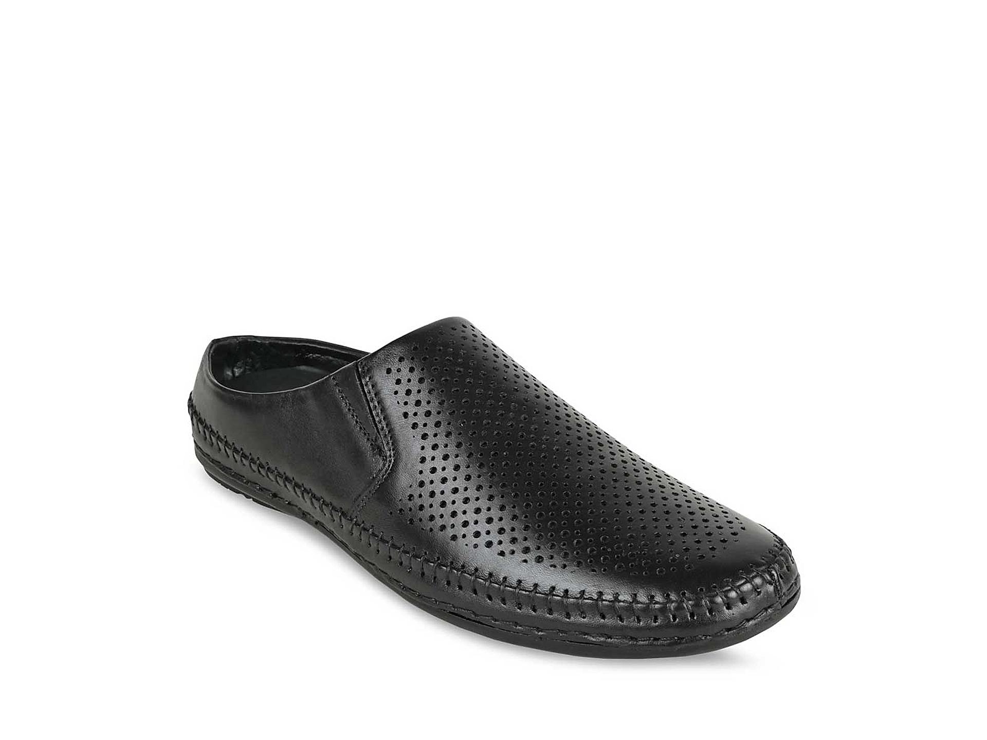 Buy Regal Black Men Laser Cut Leather Mules at Regal Shoes 8394804