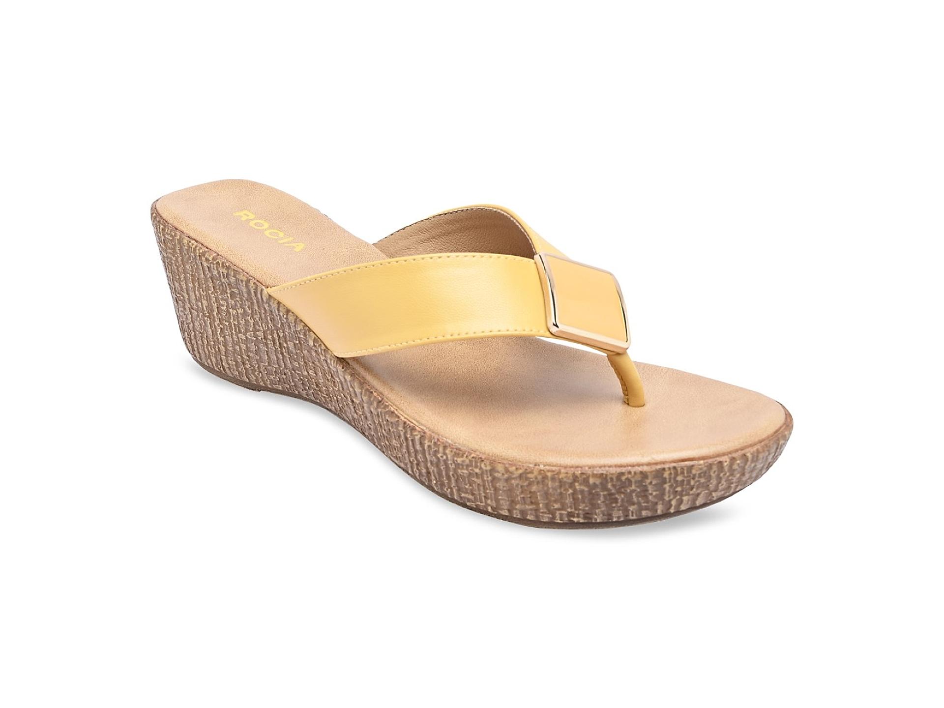 Buy Rocia Mustard Women s Casual Wedge Sandals Online at Regal Shoes 8539718