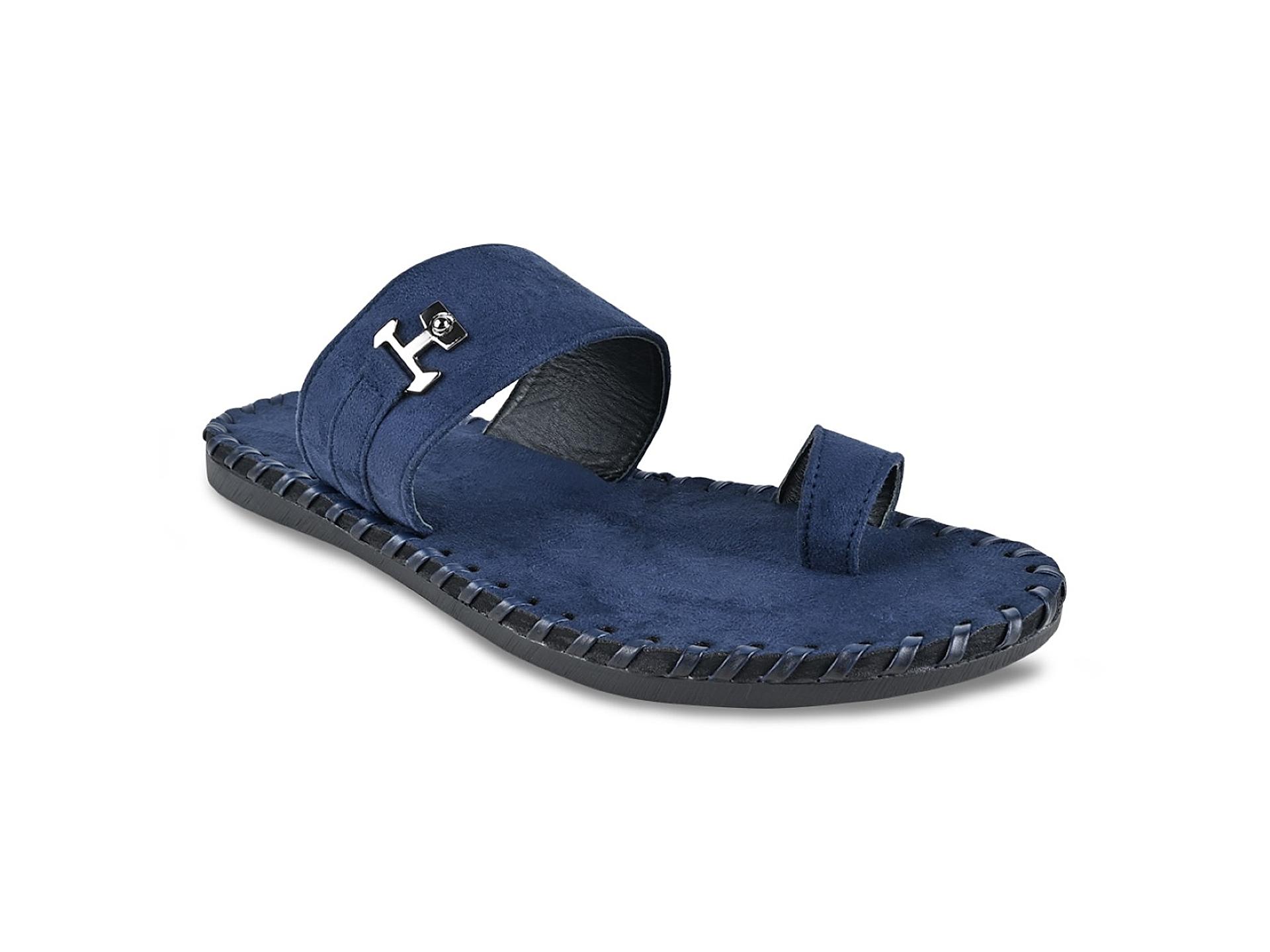 Mens blue leather sandals hotsell