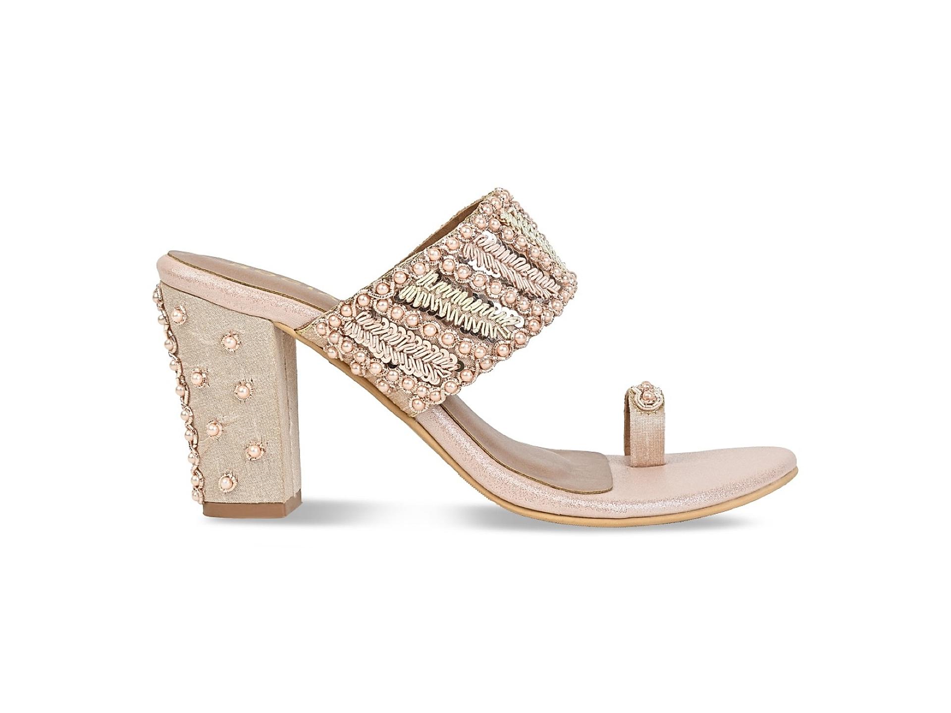 Block heel rose gold sandals deals
