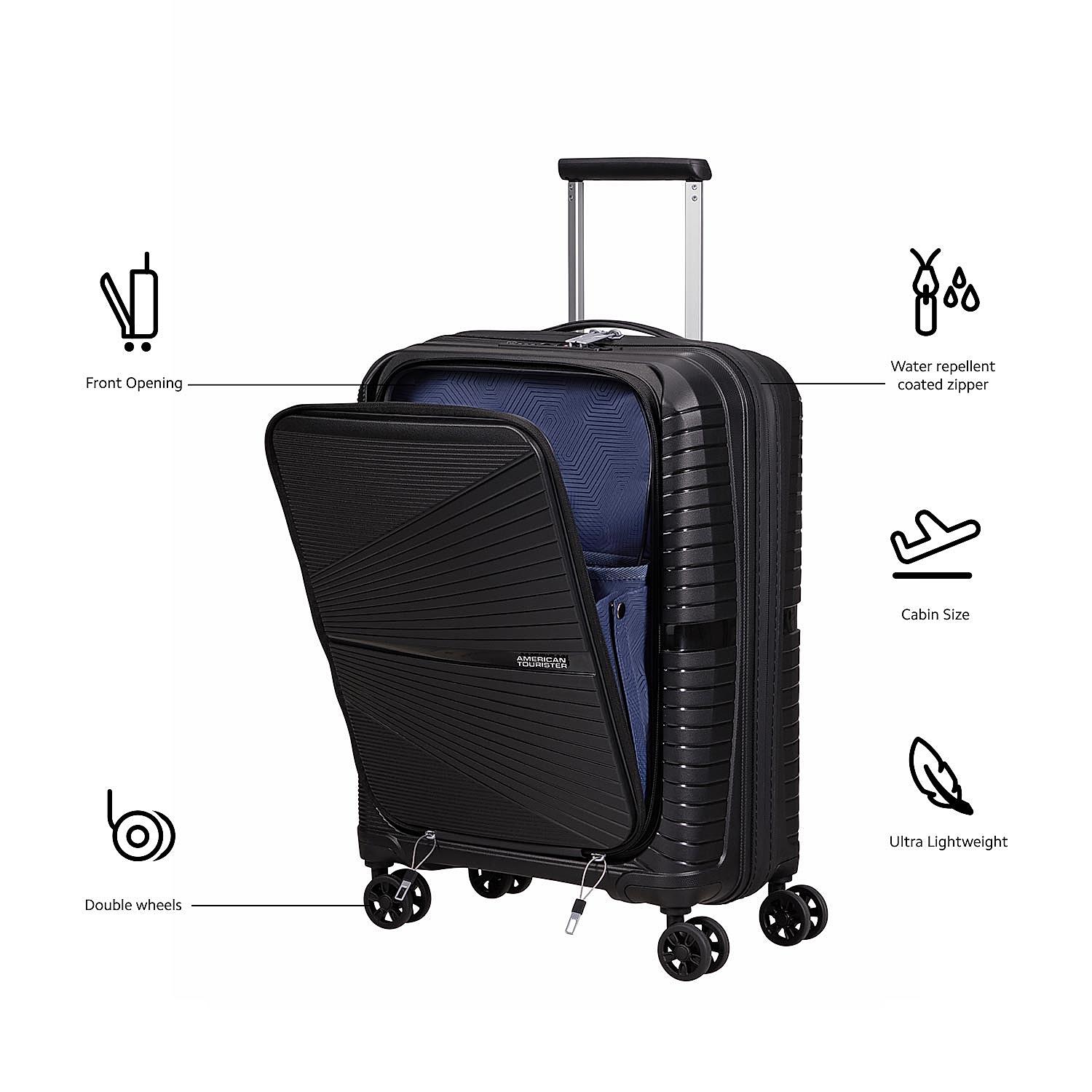 Buy Black Airconic Mobile office Cabin 55 cm Hardside Luggage Online at American Tourister 511955