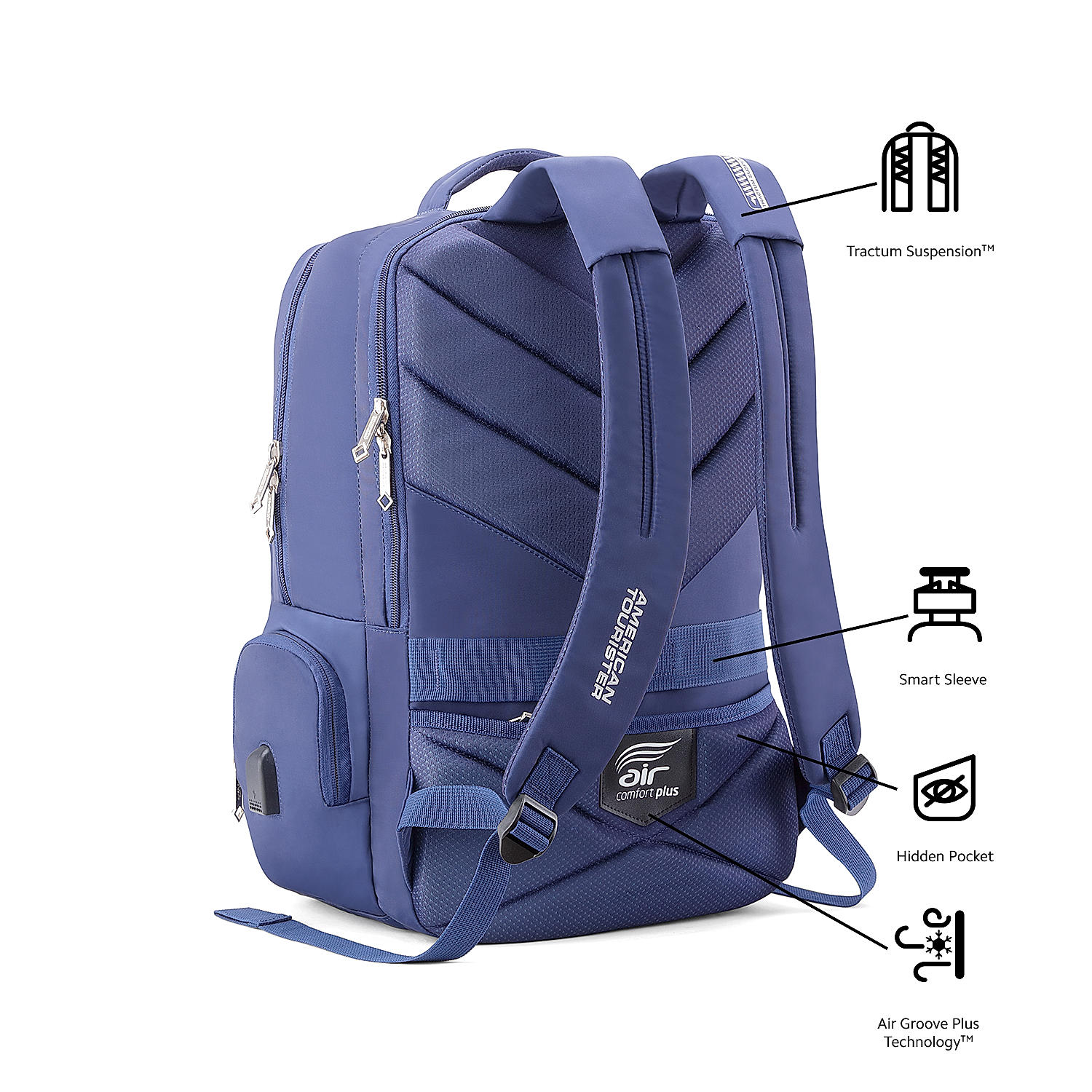 American tourister grey laptop bag with air comfort plus outlet