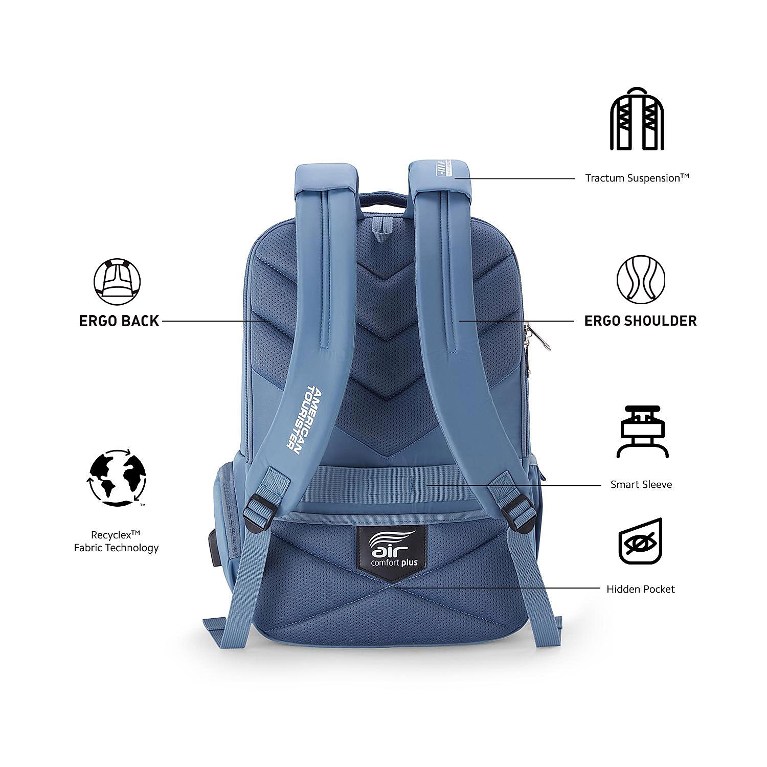 American tourister polyester 28 ltrs blue laptop backpack best sale