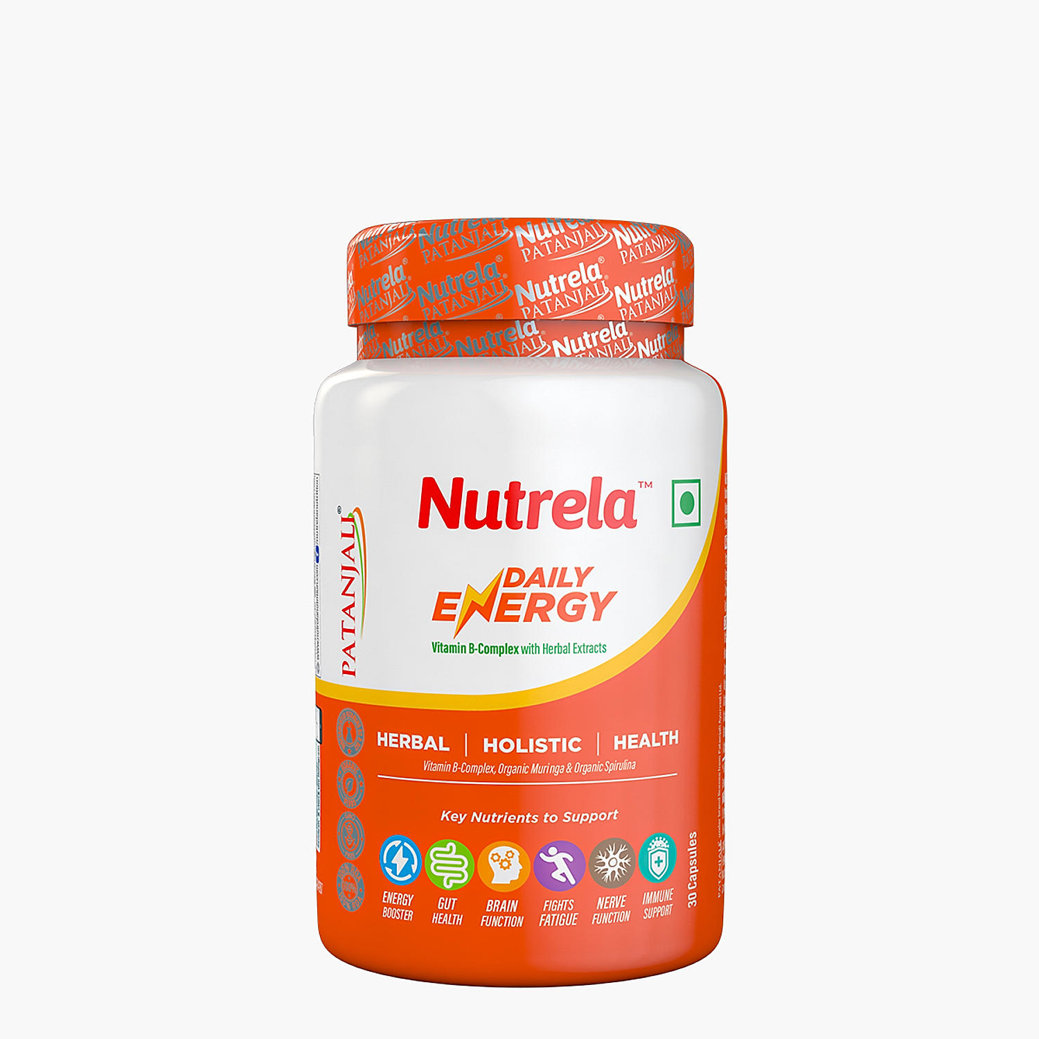 Patanjali Nutrela Daily Energy - Organic B Complex Capsules (Pack of 1) 