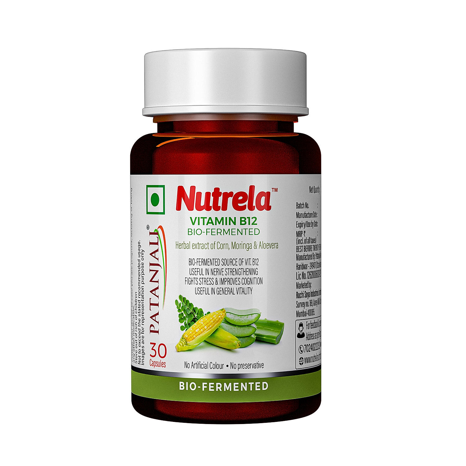 Patanjali Nutrela Vitamin B12 - 30 Veg Capsules (Pack of 1)