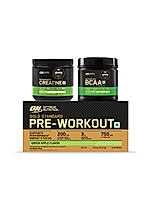 Micronised Creatine Powder | Unflavoured | 250 g and BCAA 5000 Powder | Green Apple | 250 g and Optimum Nutrition (ON) Gold Standard Pre-Workout- 142.5g/15 single serve packs (Green Apple Flavor), For Energy, Focus, Power, Endurance & Performance