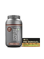 Isopure Whey Protein Isolate Powder with Vitamins for Immune Support |Cookies & Cream | 1 Kg and Optimum Nutrition (ON) Gold Standard Pre-Workout- 142.5g/15 single serve packs (Green Apple Flavor), For Energy, Focus, Power, Endurance & Performance