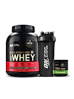 Muscle Gain Mega Combo - Gold Standard 100% Whey Protein Powder Double Rich Chocolate 5 lbs + Creatine 250 gm + Free Optimum Nutrition Shaker