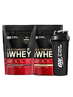 Flavor Combo - Gold Standard 100% Whey Protein Powder  Double Rich Chocolate 1 lb +Gold Standard 100% Whey Protein Powder Vanilla 1 lb +  Free Optimum Nutrition Festive Shaker